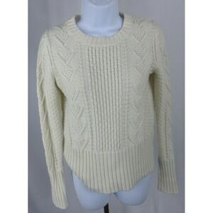 Womans Gap Cream Color Gap Cable Knit Sweater Cotton/Poly/Wool Blend Size Small